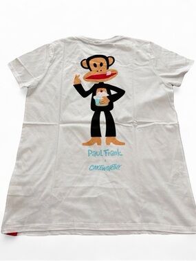 Paul Frank White Tee with Julius Monkey Cupcake Graphic